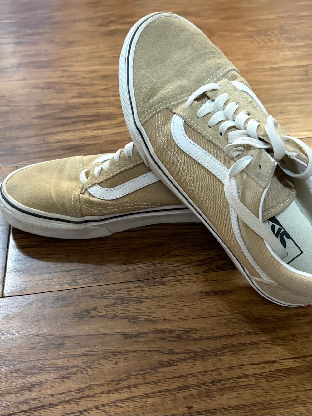 Vans women’s  Beige Old Skool Canvas Sneakers with White Sidestripe